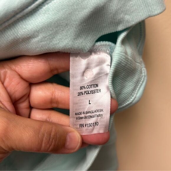 PELOTON L Mint Blue Green Classic Fleece Interior Crewneck Pullover Sweatshirt - Picture 10 of 15